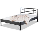 BedBox Metallbett Modell Lia mit klassischem Kopfteil, stabil und langlebig grau 140 cm x 200 cm