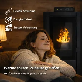 Nemaxx NEMAXX® P6Mi Pelletofen 6 kW A+ bis 120 m3 – Automatischer Reinigungszyklus, ECO-Modus, Wochenprogramm & mechanische Reinigungsunterstützung – Schwarz