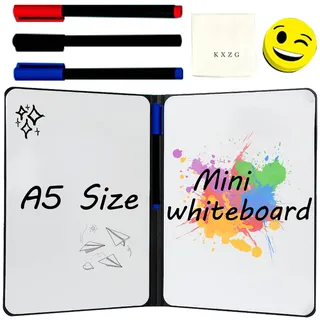 Klein Whiteboard: A5 24 x 16.5cm Tragbar White board mit Ständer Kinder Whiteboard Notizbuch Tafel Abwischbar Whiteboard mit 3 Whiteboard Stifte 1 Whiteboard Schwamm und 1 Whiteboard Tuch