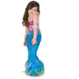 JADEO Partyanzug Meerjungfrau-Mädchenkostüm rosa-blau-weiss blau 134/140 (10-12 Jahre)