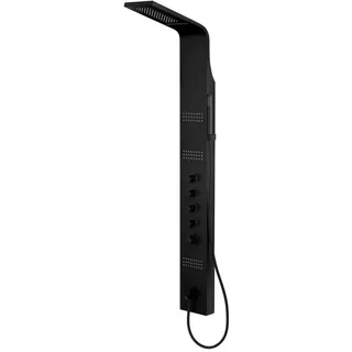 KOLMAN Duscharmatur KASKADA Duschpaneel Thermostatisch Edelstahl mit Auslauf in Schwarz in Schwarz schwarz
