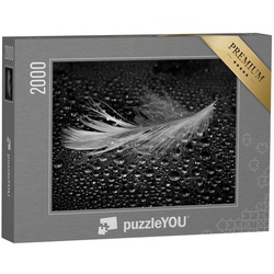 puzzleYOU Puzzle Leichte Feder inmitten von Wassertropfen, 2000 Puzzleteile, puzzleYOU-Kollektionen Fotokunst