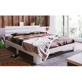 ULIFE Massivholz-Doppelbett 140 x 200 cm Weiß