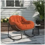 LuxeLiving Schaukelstuhl Terrassen-Schaukelstühle Für Den Außenbereich Mit Kissen, Schwingsessel Relaxstuhl, Rattan-Schaukelsessel, 80x90x105cm orange