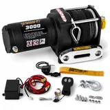 KANGAROO WINCH Elektrische Seilwinde 12V - 3000 LBS / 1361 kg Zugkraft - Ideal für ATV, Quad und Offroad Einsätze - Robuste Konstruktion - Inklusive Synthetikseil und Funkfernbedienung (K3000SR)