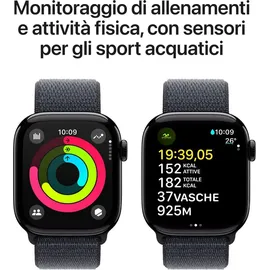 Apple Watch Series 10 GPS + Cellular 42 mm Aluminiumgehäuse diamantschwarz Sport Loop tinte
