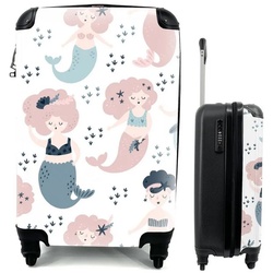MuchoWow Handgepäckkoffer Meerjungfrau – Schnittmuster – Kinder – Mädchen – Baby, 4 Rollen, Reisetasche mit rollen, Handgepäck für Ferien, Trolley, Reisekoffer bunt