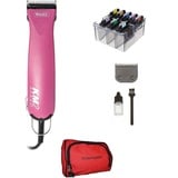 Rotschopf24 Edition mit Tasche: KM2 Hunde Schermaschine pink+ 8 Metallaufsätze (3-25mm). 45 Watt Power. 44013