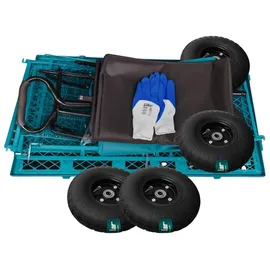 sillar Bollerwagen klappbar 350 kg blau mit Gartenhandschuhen