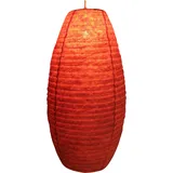 GURU SHOP Ovaler Lokta Papierlampenschirm, Hängelampe Coronada - Blümchen Orange, Lokta-Papier, 52x29x29 cm, Asiatische Lampenschirme aus Papier & Stoff