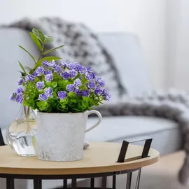 Relaxdays Kunstpflanzen 3er Set, verschiedene künstliche Pflanzen im Topf, lebensechte Plastikpflanzen, grün/lila/grau