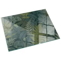 Tulup Bodenschutzplatte Glas 120 x 80 x 0,4 cm Grün/Pflanzenmotive