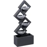 Dobar Gartenbrunnen mit 4 Schalen und LEDs - grau
