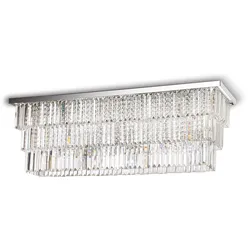 Ideal Lux Deckenleuchte MARTINEZ, 8-flammig, Länge 103cm, E14, Chrom / Kristall IDEA-166285