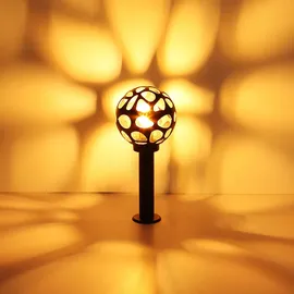 GLOBO Stehlampe Sockelleuchte Außen Edelstahl Gartenlampe Kugel Aussen mit Strom, ALU Loch-Design anthrazit, 1x E27, DxH 20x 45 cm