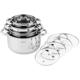 Topfann Edelstahl Topf-Set 8-tlg. Kochtopf + Glasdeckel