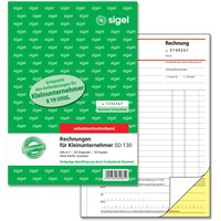 Sigel SD130 Rechnungen für Kleinunternehmer A5, 2x30 Blatt, selbstdurchschreibend, aus nachhaltigem Papier