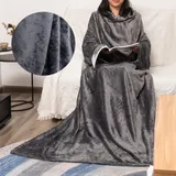 Hochwertige Fleecedecke Mit Ärmeln, Geeignet Für Erwachsene, Frauen Und Männer  Warme Und Weiche Mikrofaser-decke Zum Anziehen, Leicht Und Komfortabel (dunkelgrau, Große Größe)
