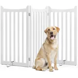 Yaheetech Absperrgitter Hund Schutzgitter, HxB: 90,5 x 151,5 cm, kaminschutzgitter mit 2 Stützfüßen, Faltbares hundegitter, Treppengitter, Absperrgitter für Küche/Flur/Treppe/Balkon, 3 Paneelen, Weiß