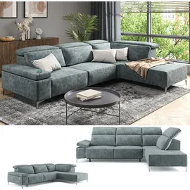 VitaliSpa Ecksofa Loungesofa Boxspringsofa James, Grau Relaxfunktion 301x86 cm Rechte Ecke,