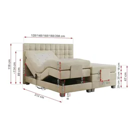 MKS Meble Boxspringbett 200 x 200 cm H4 Beige