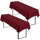2 Stück Burgund Biertisch Tischdecke universal für 50cm u.70cm Biertische Hussen für Biertisch, Blickdichte Polyester Biertischhussen Biertisch-Husse Rechteckige Tischdecken Waschbar-250x100cm