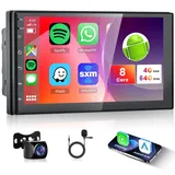 8 Core 4G+64G Wireless Carplay Android 13 Autoradio 2 Din mit Android Auto GPS Navi WiFi 7 Zoll Touchscreen Autoradio mit Mirror Link Bluetooth FM/RDS/DAB/OBD/DVR/ISO Lenkradsteuerung Rückfahrkamera