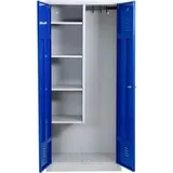 Gürkan Putzmittelschrank 104528 lichtgrau, enzianblau 80,0 x 50,0 x 180,0 cm, aufgebaut, 1 St.