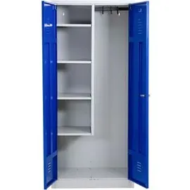 Gürkan Putzmittelschrank 104528 lichtgrau, enzianblau 80,0 x 50,0 x 180,0 cm, aufgebaut, 1 St.