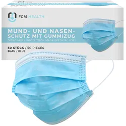 Medizinischer Mund- und Nasenschutz Mundschutz 50 St blau