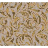 Architects Paper Vliestapete Nobile, botanisch, floral, Barock Tapete Uni braun|goldfarben|schwarz