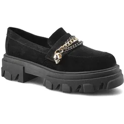Schwarze Halbschuhe Carinii Damen Lederschuhe, 37