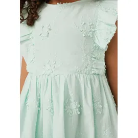 s.Oliver Kurzes Kleid mit Flügelärmeln und floraler Stickerei - türkis - 116