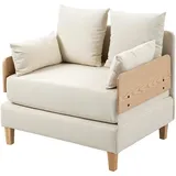 [en.casa] Schlafsessel Seinlus Polyester 81 x 88 x 68 cm Beige mit Kissen