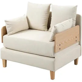 [en.casa] Schlafsessel Seinlus Polyester 81 x 88 x 68 cm Beige mit Kissen