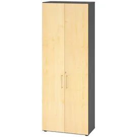bümö Aktenschrank, Graphit, Ahorn, Holzwerkstoff, Nachbildung,Ahorn, 5 Fächer, Rechteckig, 80x215.6x42 cm, FSC Mix, Arbeitszimmer, Aktenschränke