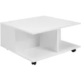 KADIMA DESIGN Couchtisch RAPIDO: 70x70x36,5 cm, 2 Schubladen, Rollen, Melaminharzbeschichtung, Weiß/Anthrazit.