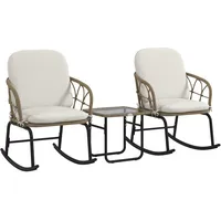 Outsunny 3tlg. Rattan Schaukelstuhl-Set