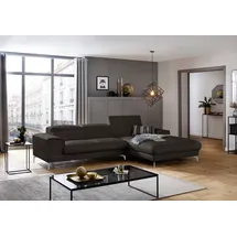 W.Schillig Eckcouch Leder 3-Sitzer Braun