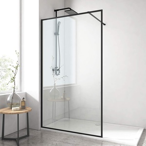 EMKE Duschwand 120x200 cm Walk In Duschtrennwand Für Badewanne 8 mm Duschwand glas NANO einfach-Reinigung Beschichtung Schwarzer Rahmen