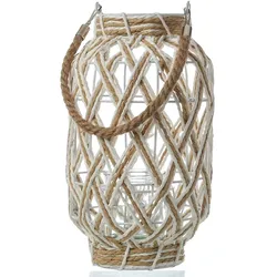 Windlicht mit Glaseinsatz Laterne Juteiseil maritime Dekoration 30cm