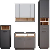 Vicco Beatrice 4-tlg. anthrazit matt/eiche/weiß