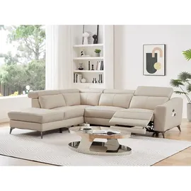vente-unique Eckcouch Leder 5-Sitzer Beige