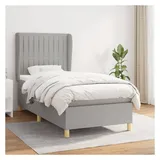 vidaXL Boxspringbett mit Matratze Hellgrau 140x200 cm Stoff