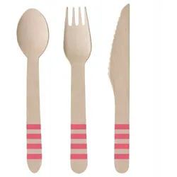 24 tlg. Holz Besteck pink