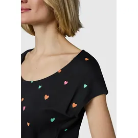 Ragwear Shirtkleid Midikleid Herzchen-Print Schwarz M
