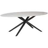 Livetastic Esstisch, Weiß, Metall, Keramik, oval, X-Form, 110x76x210 cm, Esszimmer, Tische, Esstische, Esstische oval