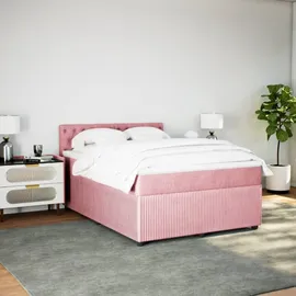 vidaXL Boxspringbett mit Matratze Rosa 140x200 cm Samt