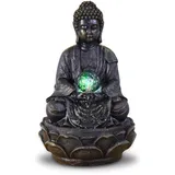 Zen'Light - Zimmerbrunnen Buddha Meditation Lotus mit farbwechselnder LED-Beleuchtung - Moderne Zen-Dekor, Ideal für Meditation & Entspannung, Feng Shui - Tischbrunnen Geschlossener Kreislauf - H26cm