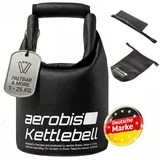 aerobis® Fitness Kettlebell | verstellbare Kugelhantel 1-25kg | variabel befüllbar mit Sand oder Stahlschrot | Ergonomisch, gepolstert, bodenschonend